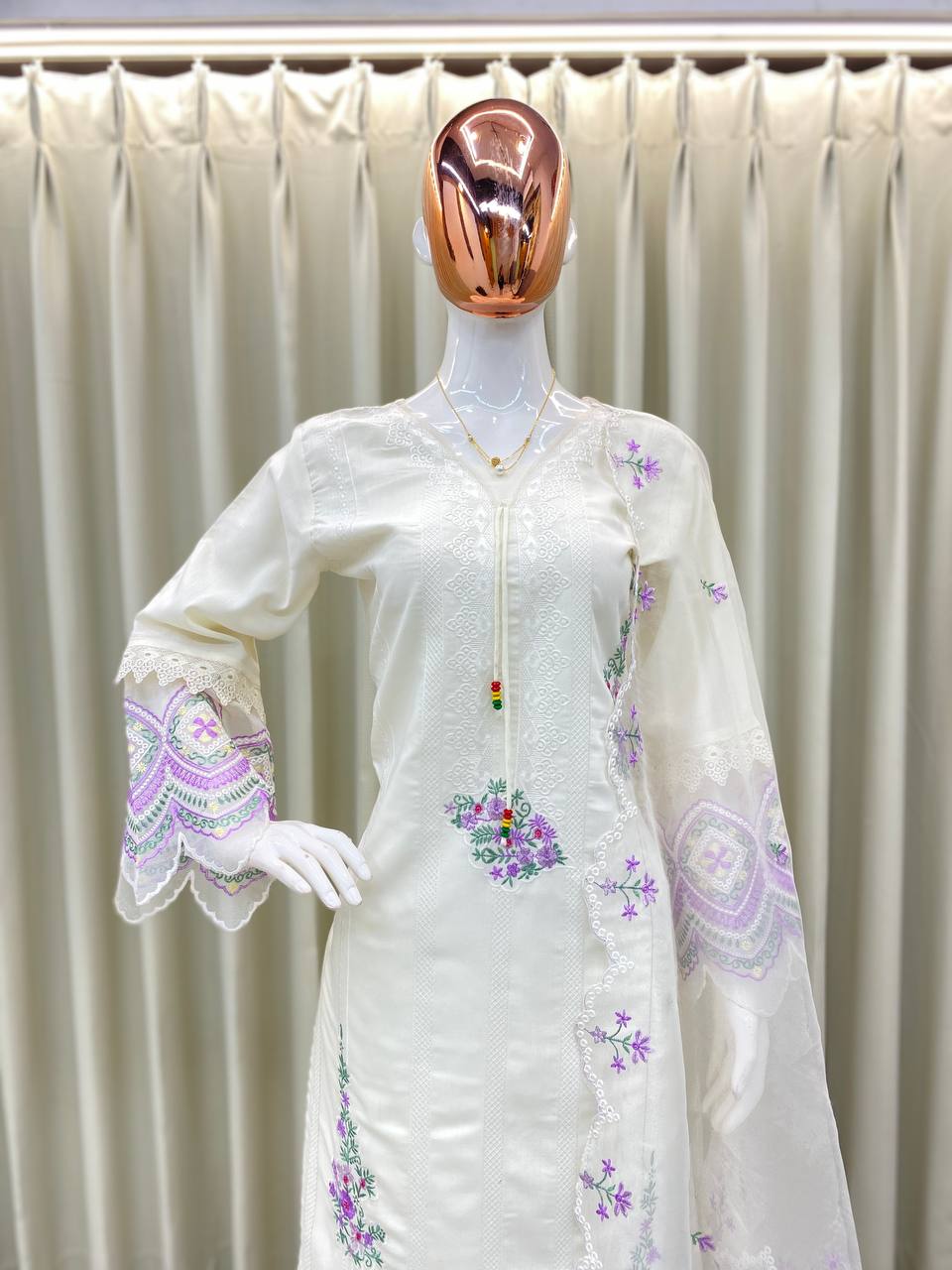 EID SPECIAL – EXQUISITE EMBROIDERED TESLA SILK OUTFIT