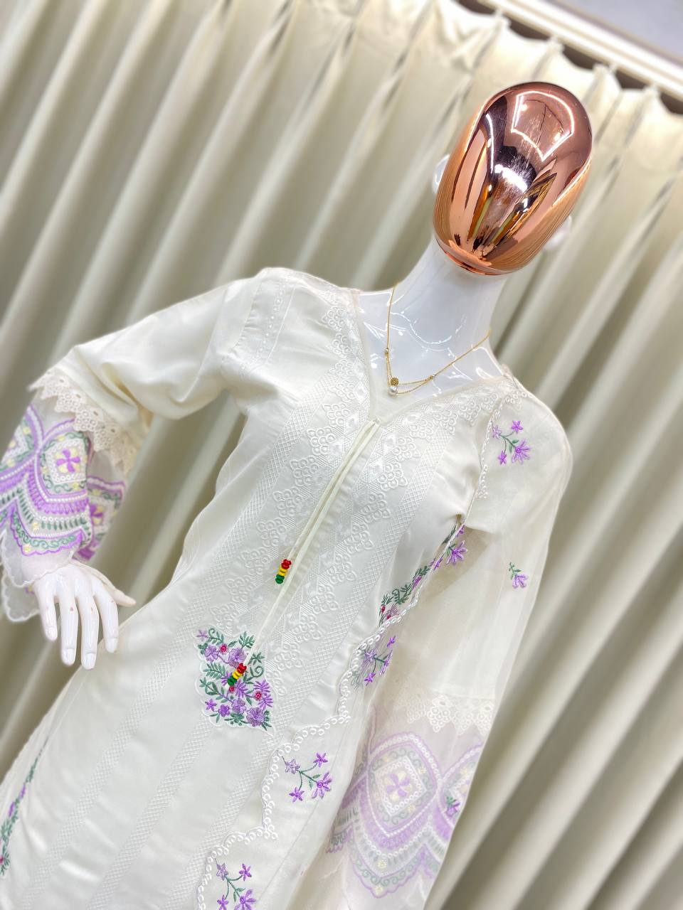 EID SPECIAL – EXQUISITE EMBROIDERED TESLA SILK OUTFIT