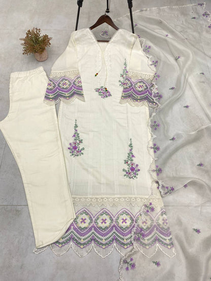 EID SPECIAL – EXQUISITE EMBROIDERED TESLA SILK OUTFIT