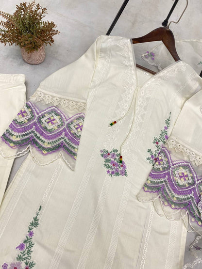 EID SPECIAL – EXQUISITE EMBROIDERED TESLA SILK OUTFIT