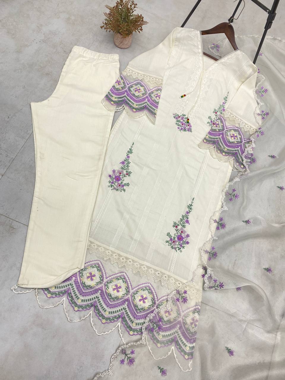 EID SPECIAL – EXQUISITE EMBROIDERED TESLA SILK OUTFIT