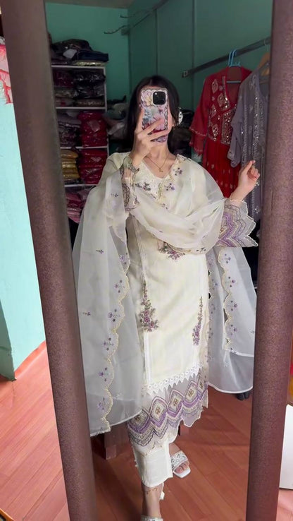 EID SPECIAL – EXQUISITE EMBROIDERED TESLA SILK OUTFIT