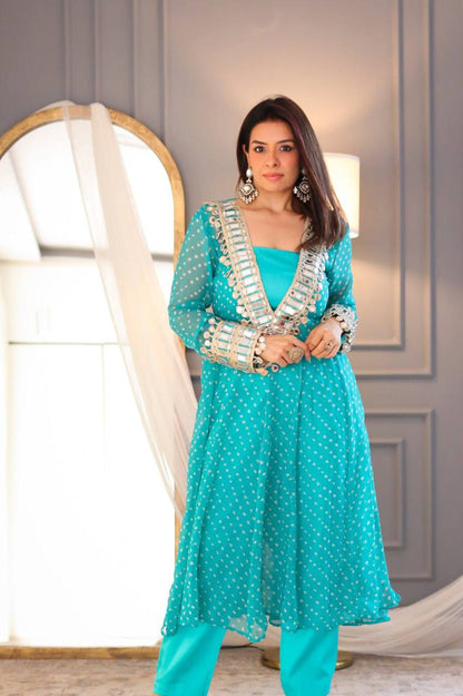 NEW TRENDY THREE-PIECE READY-TO-WEAR KURTA PANT SET WITH TUBE BLOUSE