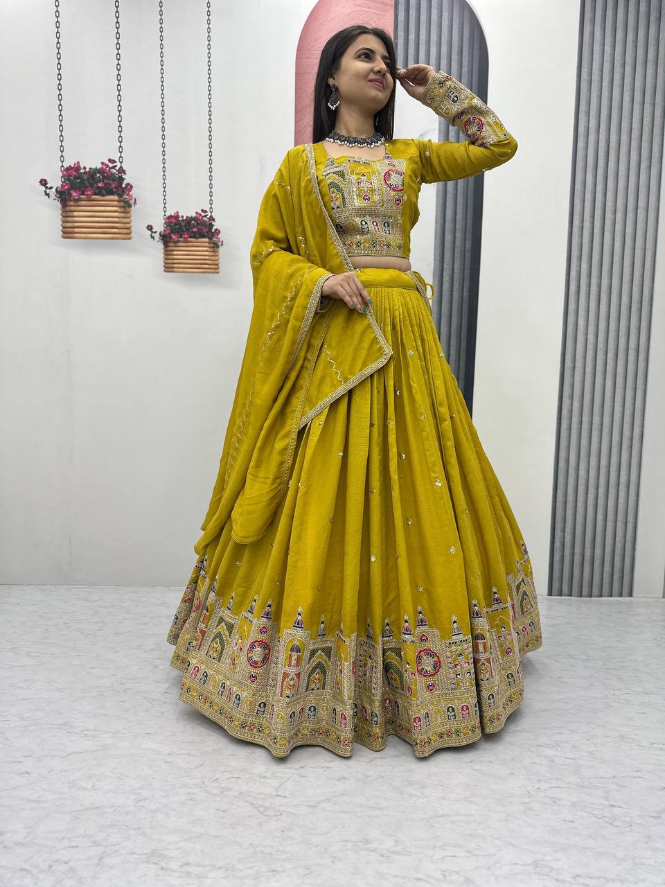 PREMIUM PURE VICHTRA LEHENGA CHOLI SET WITH HEAVY EMBROIDERY & SEQUENCE WORK