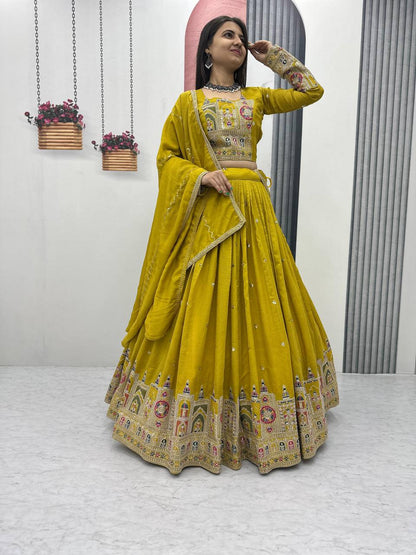 PREMIUM PURE VICHTRA LEHENGA CHOLI SET WITH HEAVY EMBROIDERY & SEQUENCE WORK