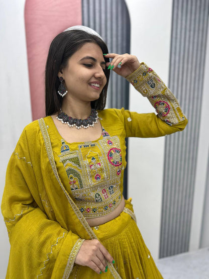 PREMIUM PURE VICHTRA LEHENGA CHOLI SET WITH HEAVY EMBROIDERY & SEQUENCE WORK