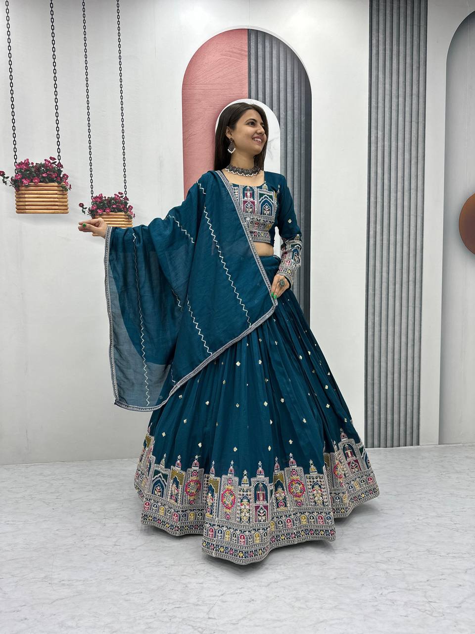 PREMIUM PURE VICHTRA LEHENGA CHOLI SET WITH HEAVY EMBROIDERY & SEQUENCE WORK
