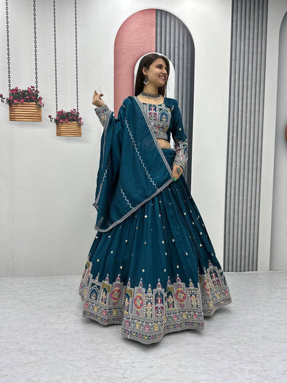 PREMIUM PURE VICHTRA LEHENGA CHOLI SET WITH HEAVY EMBROIDERY & SEQUENCE WORK