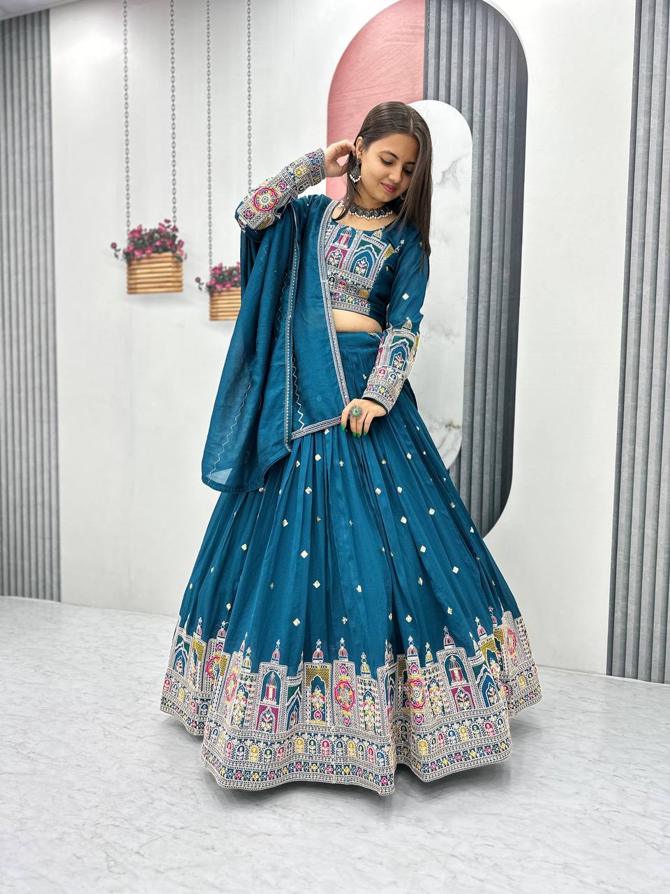PREMIUM PURE VICHTRA LEHENGA CHOLI SET WITH HEAVY EMBROIDERY & SEQUENCE WORK