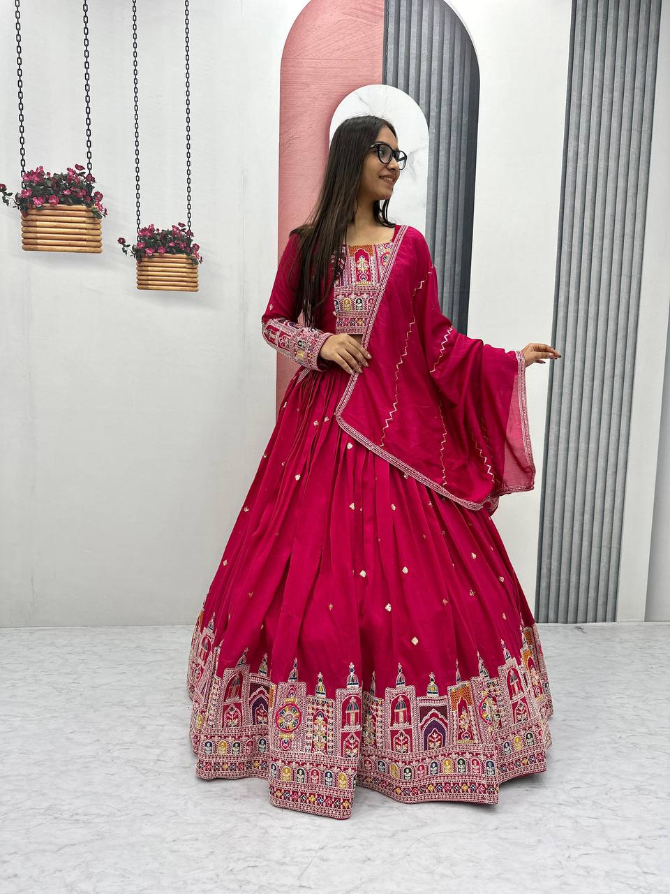 PREMIUM PURE VICHTRA LEHENGA CHOLI SET WITH HEAVY EMBROIDERY & SEQUENCE WORK