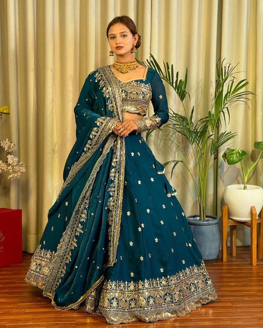 DESIGNER LEHENGA SET IN JIMI CHOO & FANDY SATIN WITH THREAD & SEQUENCE WORK