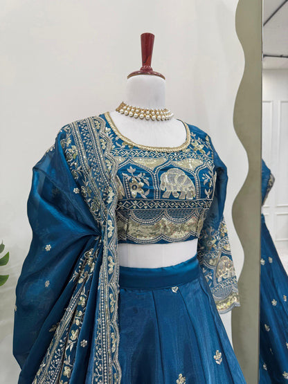DESIGNER LEHENGA SET IN JIMI CHOO & FANDY SATIN WITH THREAD & SEQUENCE WORK