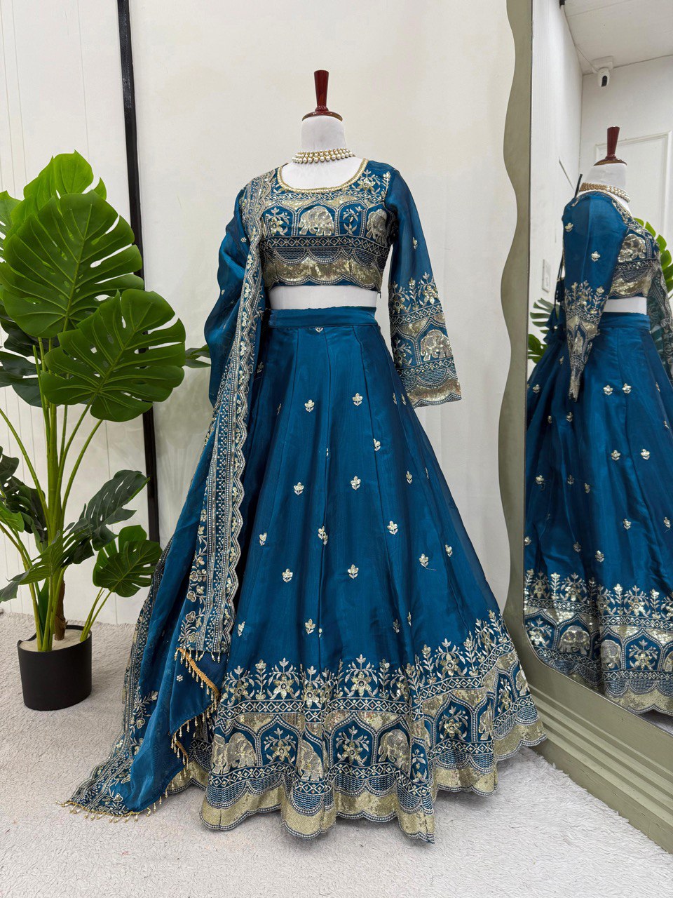 DESIGNER LEHENGA SET IN JIMI CHOO & FANDY SATIN WITH THREAD & SEQUENCE WORK