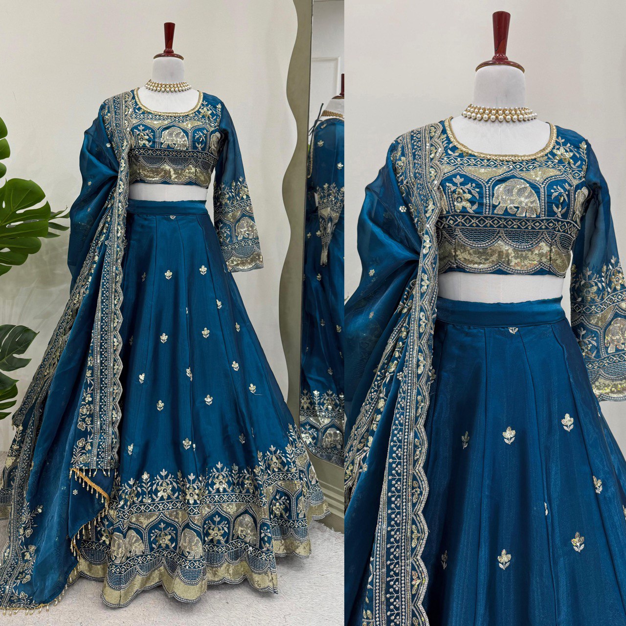 DESIGNER LEHENGA SET IN JIMI CHOO & FANDY SATIN WITH THREAD & SEQUENCE WORK
