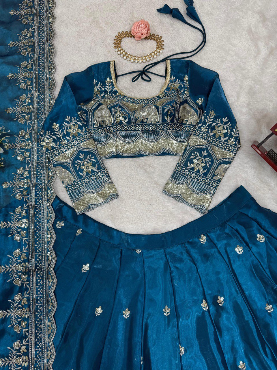 DESIGNER LEHENGA SET IN JIMI CHOO & FANDY SATIN WITH THREAD & SEQUENCE WORK