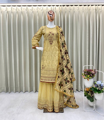 EID SPECIAL – LUXURIOUS SEQUIN EMBROIDERED SILK SARARA SET