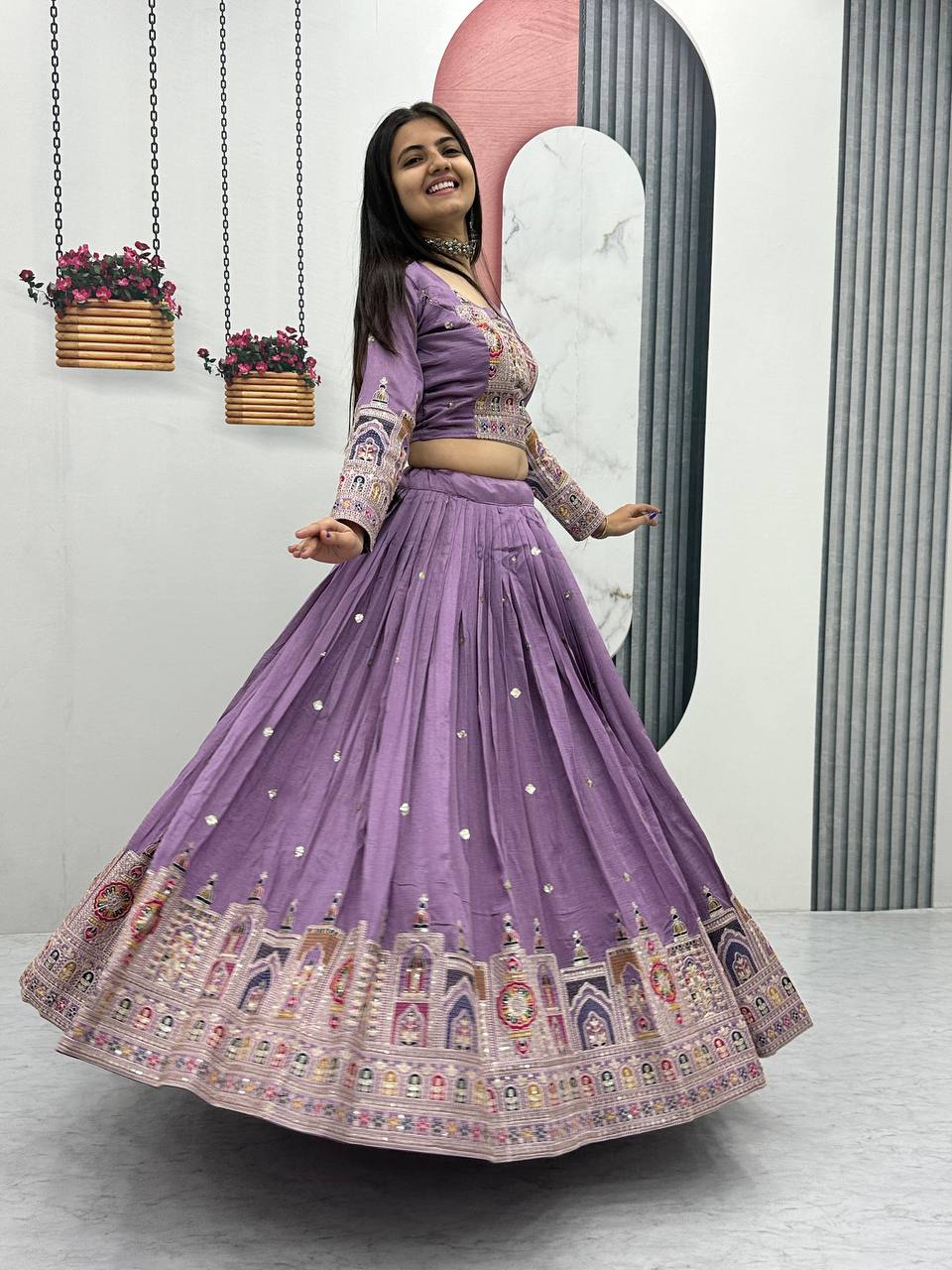 PREMIUM PURE VICHTRA LEHENGA CHOLI SET WITH HEAVY EMBROIDERY & SEQUENCE WORK