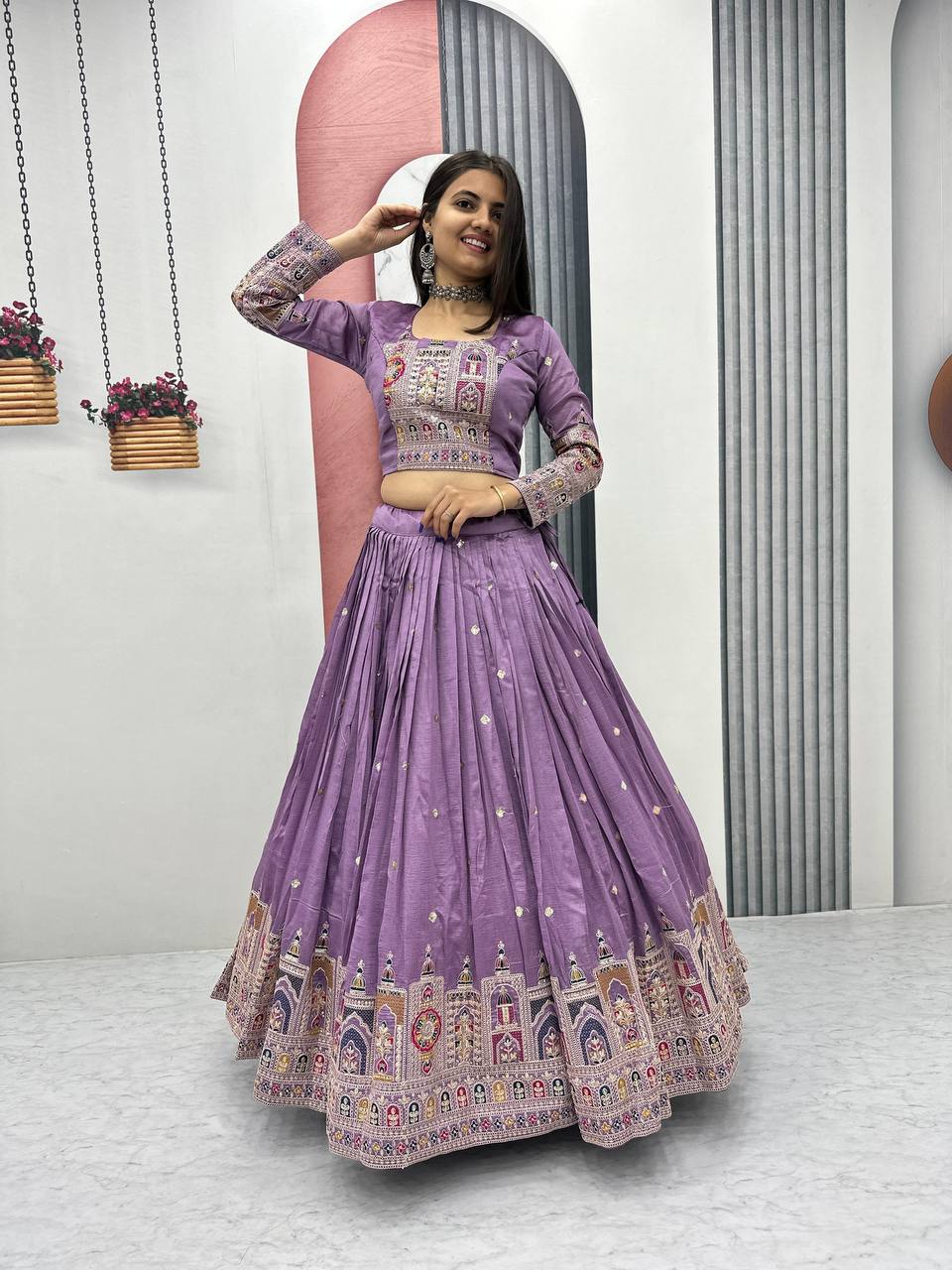 PREMIUM PURE VICHTRA LEHENGA CHOLI SET WITH HEAVY EMBROIDERY & SEQUENCE WORK