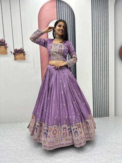 PREMIUM PURE VICHTRA LEHENGA CHOLI SET WITH HEAVY EMBROIDERY & SEQUENCE WORK