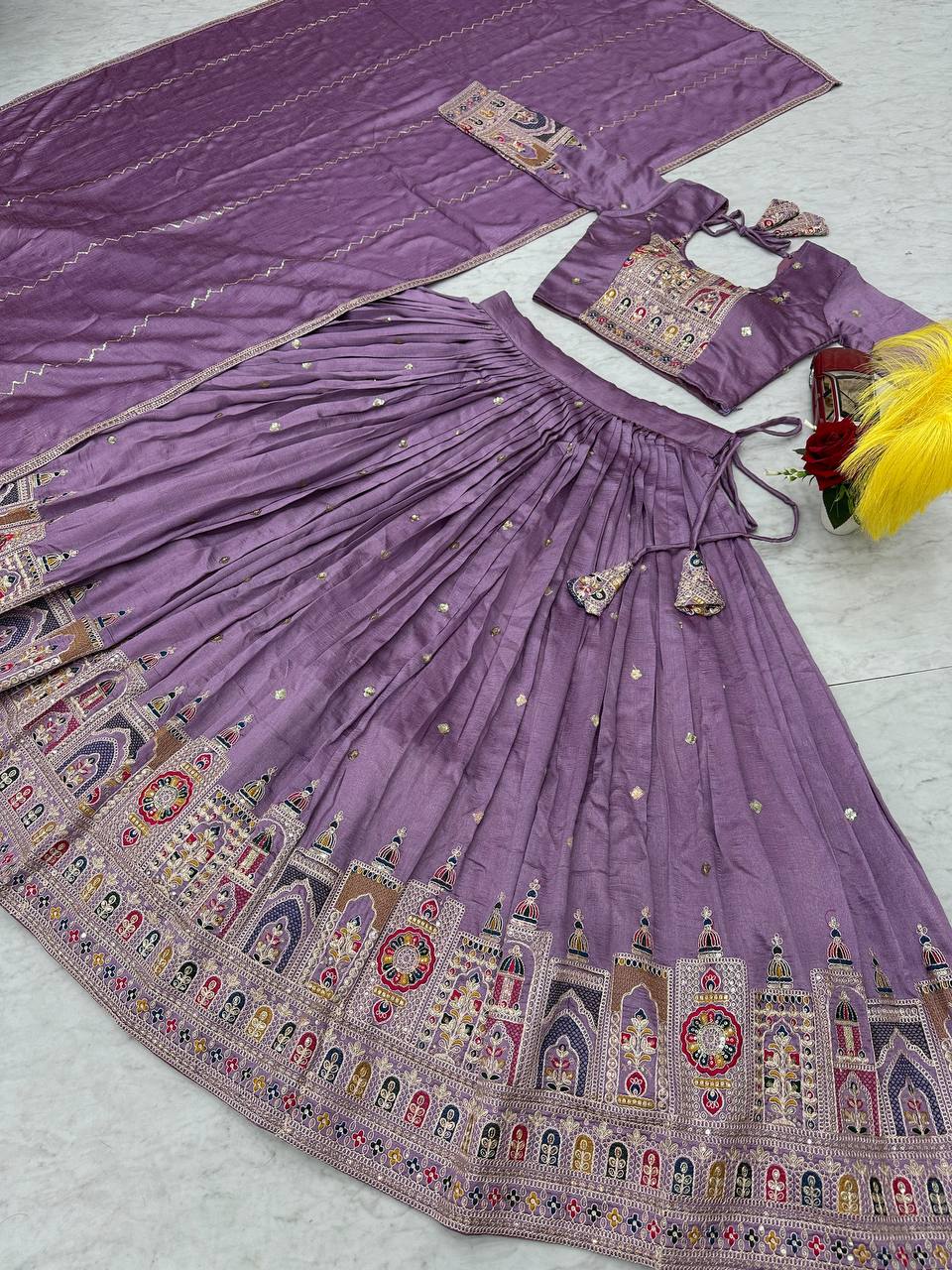 PREMIUM PURE VICHTRA LEHENGA CHOLI SET WITH HEAVY EMBROIDERY & SEQUENCE WORK