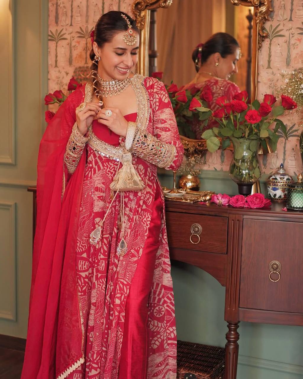 NEW TRENDY FOUR-PIECE INDO-WESTERN SET – TOP, BOTTOM, BLOUSE & DUPATTA