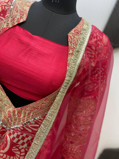 NEW TRENDY FOUR-PIECE INDO-WESTERN SET – TOP, BOTTOM, BLOUSE & DUPATTA