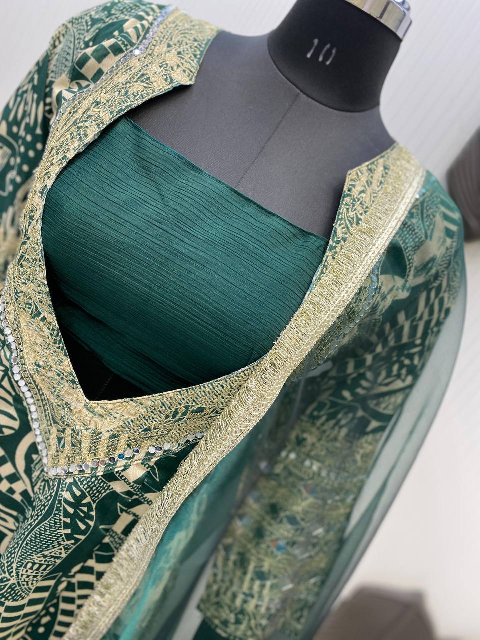 NEW TRENDY FOUR-PIECE INDO-WESTERN SET – TOP, BOTTOM, BLOUSE & DUPATTA