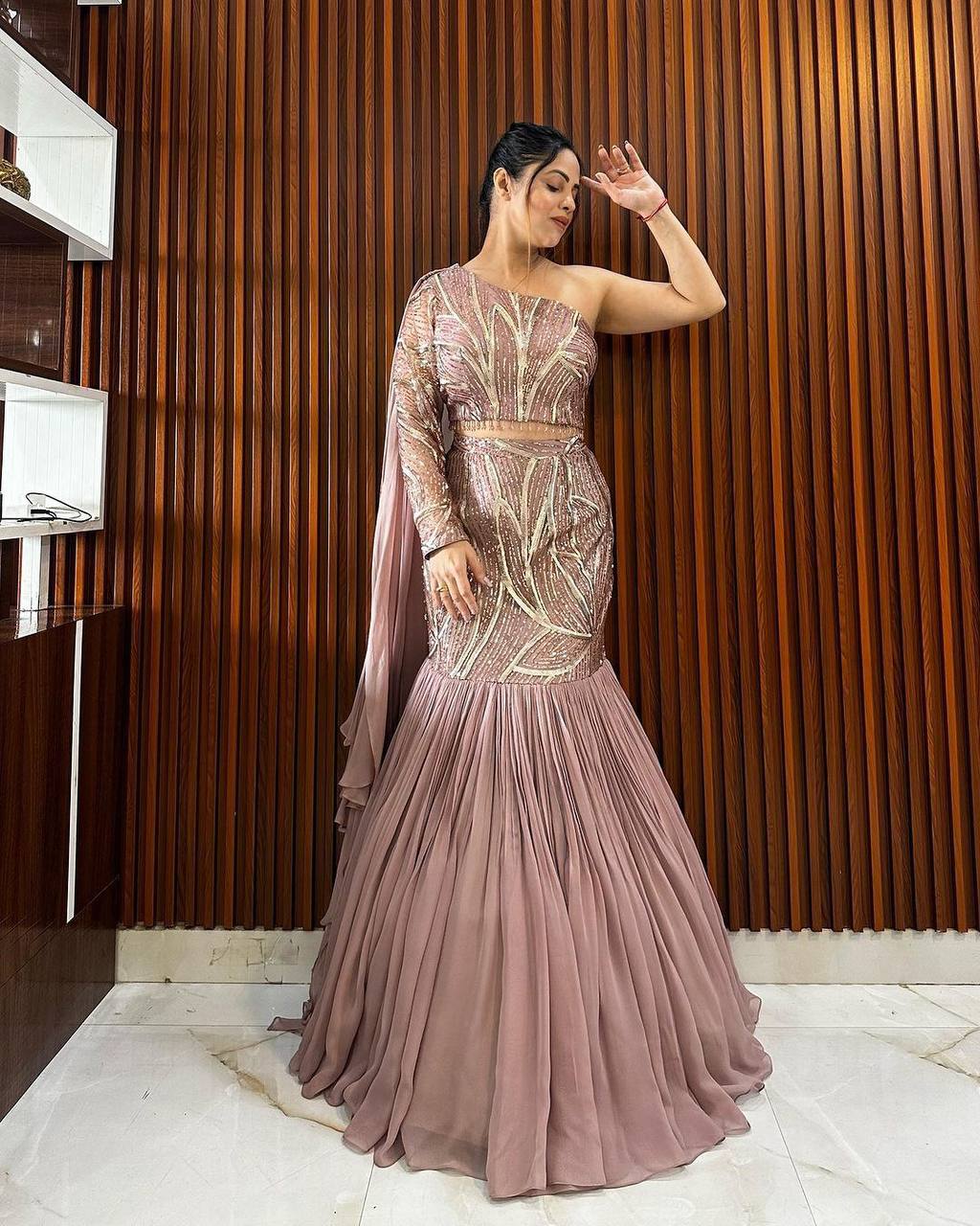 BOUTIQUE STYLE PARTY-WEAR FAUX GEORGETTE SEQUINS RUFFLE LEHENGA WITH BLOUSE & ATTACHED DUPATTA