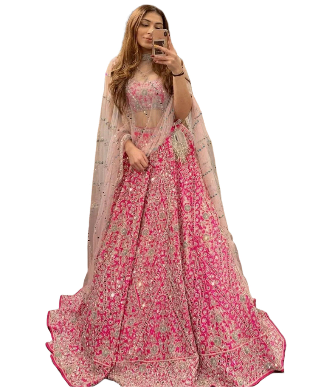 PREMIUM HEAVY DEVSENA SILK LEHENGA CHOLI WITH CORDING SEQUENCE & MIRROR EMBROIDERY