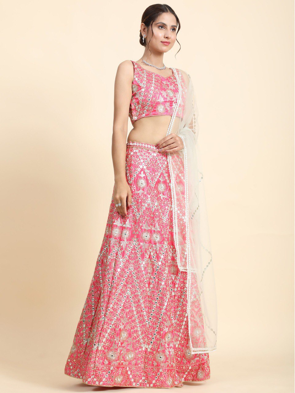 PREMIUM HEAVY DEVSENA SILK LEHENGA CHOLI WITH CORDING SEQUENCE & MIRROR EMBROIDERY