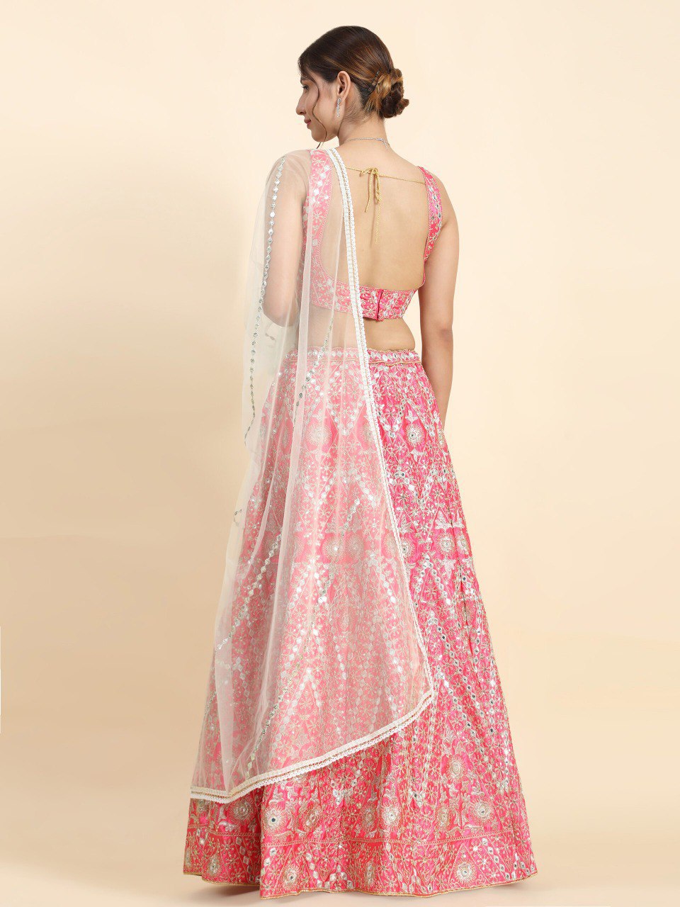 PREMIUM HEAVY DEVSENA SILK LEHENGA CHOLI WITH CORDING SEQUENCE & MIRROR EMBROIDERY