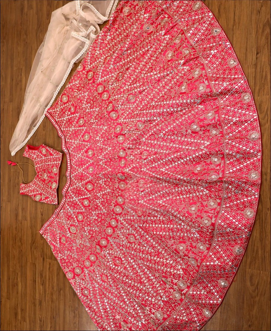 PREMIUM HEAVY DEVSENA SILK LEHENGA CHOLI WITH CORDING SEQUENCE & MIRROR EMBROIDERY