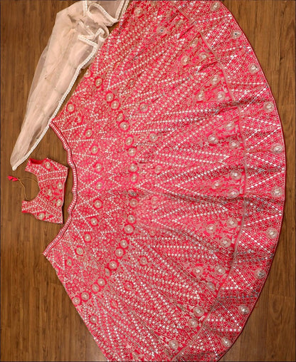 PREMIUM HEAVY DEVSENA SILK LEHENGA CHOLI WITH CORDING SEQUENCE & MIRROR EMBROIDERY