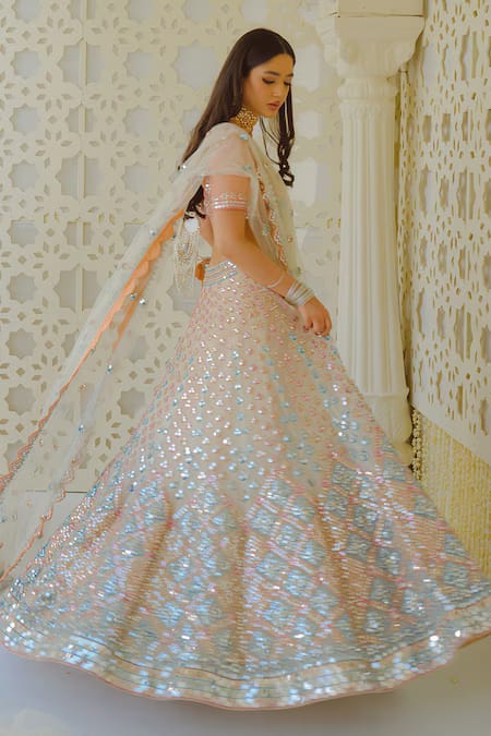 PREMIUM BUTTERFLY NET LEHENGA CHOLI WITH MULTI-THREAD & FOIL MIRROR EMBROIDERY