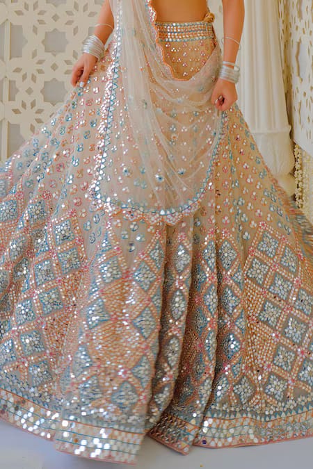 PREMIUM BUTTERFLY NET LEHENGA CHOLI WITH MULTI-THREAD & FOIL MIRROR EMBROIDERY