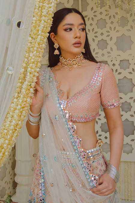 PREMIUM BUTTERFLY NET LEHENGA CHOLI WITH MULTI-THREAD & FOIL MIRROR EMBROIDERY