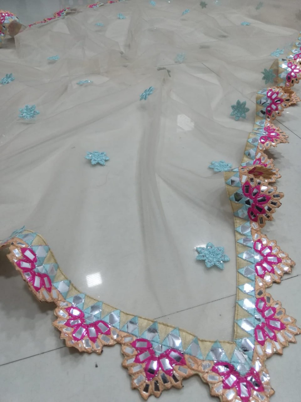 PREMIUM BUTTERFLY NET LEHENGA CHOLI WITH MULTI-THREAD & FOIL MIRROR EMBROIDERY