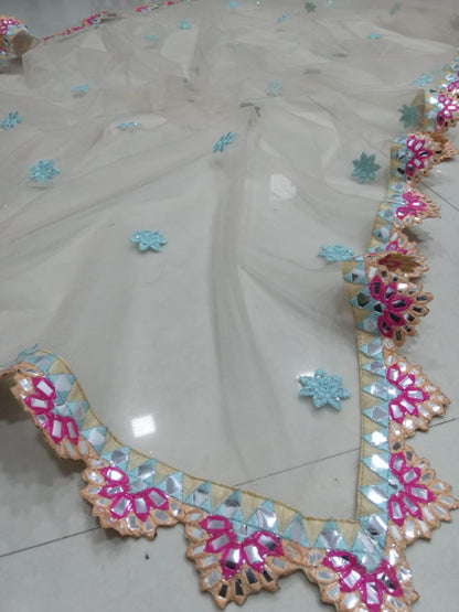 PREMIUM BUTTERFLY NET LEHENGA CHOLI WITH MULTI-THREAD & FOIL MIRROR EMBROIDERY