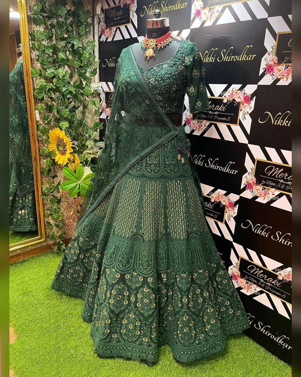 PREMIUM HEAVY FAUX GEORGETTE LEHNGA CHOLI WITH THREAD AND SEQUENCE EMBROIDERY