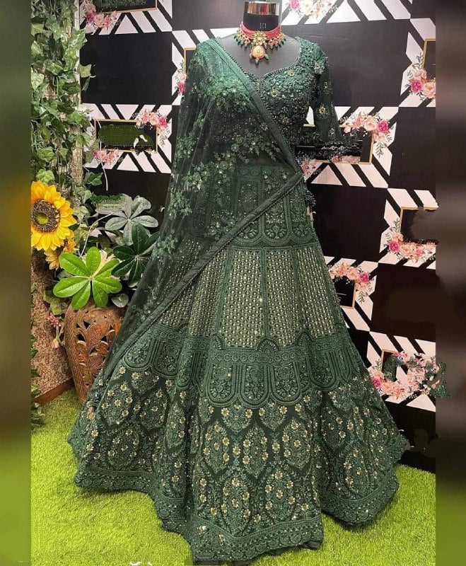 PREMIUM HEAVY FAUX GEORGETTE LEHNGA CHOLI WITH THREAD AND SEQUENCE EMBROIDERY
