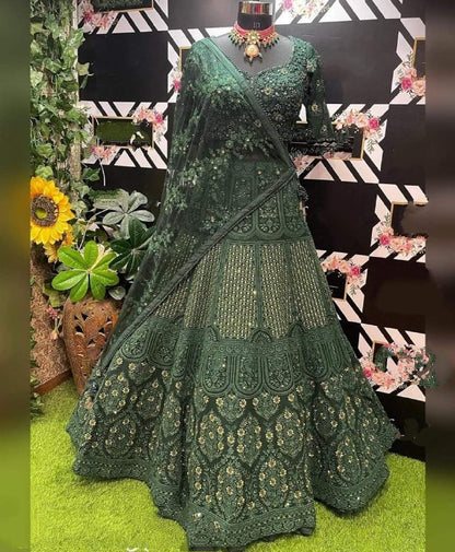 PREMIUM HEAVY FAUX GEORGETTE LEHNGA CHOLI WITH THREAD AND SEQUENCE EMBROIDERY