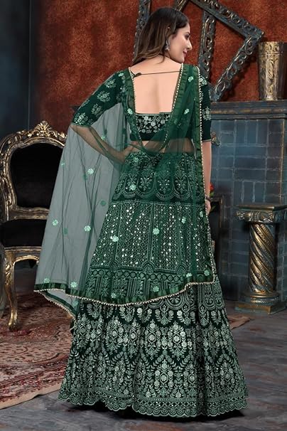 PREMIUM HEAVY FAUX GEORGETTE LEHNGA CHOLI WITH THREAD AND SEQUENCE EMBROIDERY