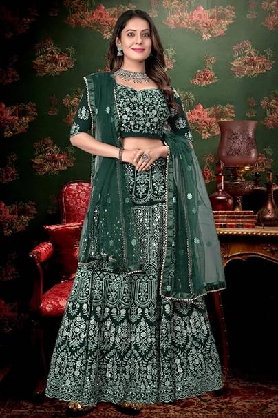 PREMIUM HEAVY FAUX GEORGETTE LEHNGA CHOLI WITH THREAD AND SEQUENCE EMBROIDERY
