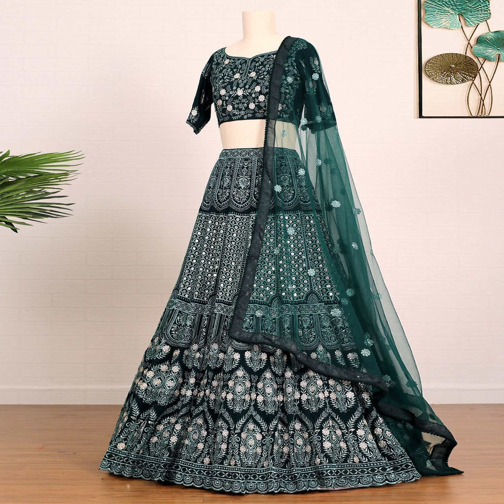 PREMIUM HEAVY FAUX GEORGETTE LEHNGA CHOLI WITH THREAD AND SEQUENCE EMBROIDERY