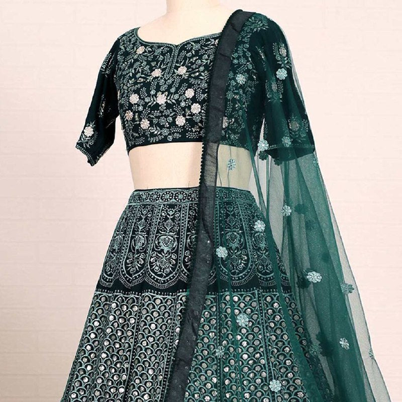 PREMIUM HEAVY FAUX GEORGETTE LEHNGA CHOLI WITH THREAD AND SEQUENCE EMBROIDERY