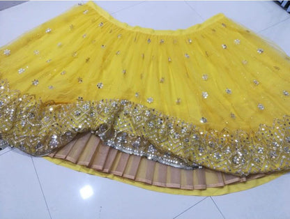 PREMIUM HEAVY BUTTERFLY NET LEHNGA CHOLI WITH 9MM SEQUENCE AND ZARI EMBROIDERY