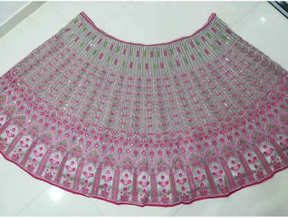 DESIGNER MULTI-COLOR FAUX GEORGETTE LEHENGA SET WITH 3MM SEQUINS, THREAD & JARI EMBROIDERY