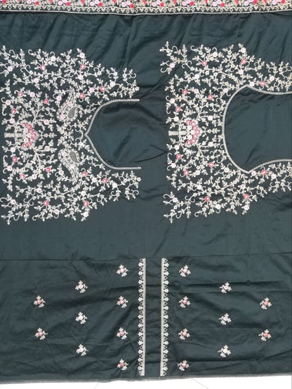 DESIGNER DIAMOND SATIN SILK LEHENGA CHOLI SET WITH BUTTERFLY NET DUPATTA