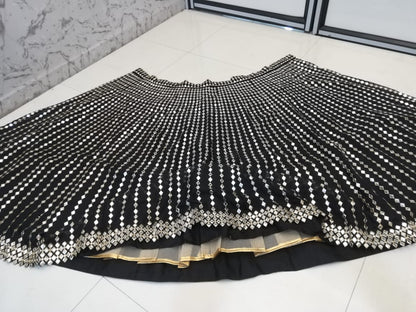 DESIGNER ORGANZA SILK LEHENGA CHOLI SET WITH ZARI & PAPER MIRROR EMBROIDERY