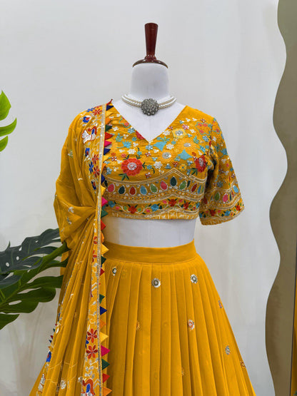 DESIGNER FOUX GEORGETTE LEHENGA CHOLI SET WITH THREAD & SEQUINS WORK